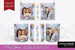 Stained Glass Photo Mug Wrap PNG - Flowers Picture Frame Mug Product Image 1