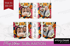 Retro Flowers Photo Mug Wrap PNG - Floral Picture Frame Mug Product Image 1