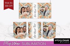 Flowers Photo Mug Wrap PNG - Vintage Floral Picture Frame Product Image 1