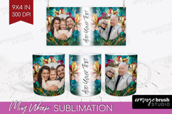 Stained Glass Photo Mug Wrap PNG - Flowers Picture Frame Mug Product Image 1