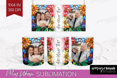 Stained Glass Photo Mug Wrap PNG - Flowers Picture Frame Mug Product Image 1