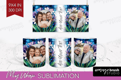 Stained Glass Photo Mug Wrap PNG - Flowers Picture Frame Mug Product Image 1