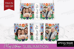 Folk Flowers Photo Mug Wrap PNG - Floral Picture Frame Mug Product Image 1