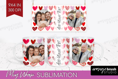 Heart Pattern Photo Mug Wrap PNG - Valentines Day Picture Product Image 1