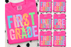 Striped Neon School Peace Hand Sign PNG Bundle Teacher Gift Product Image 1