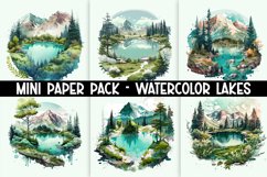Watercolor Mountain &amp; Lake Scenery Digital Paper Pack Product Image 1