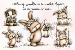 Peeking Woodland Animals Clipart PNG Product Image 1