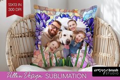 Stained Glass Photo Pillow PNG - Flowers Picture Frame Cover Product Image 1