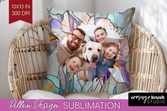 Stained Glass Photo Pillow PNG - Flowers Picture Frame Cover Product Image 1
