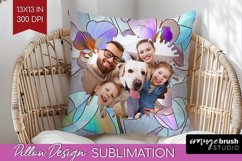 Stained Glass Photo Pillow PNG - Flowers Picture Frame Cover Product Image 1