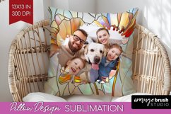 Stained Glass Photo Pillow PNG - Flowers Picture Frame Cover Product Image 1