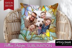 Stained Glass Photo Pillow PNG - Flowers Picture Frame Cover Product Image 1