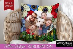 Stained Glass Photo Pillow PNG - Flowers Picture Frame Cover Product Image 1