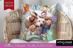 Stained Glass Photo Pillow PNG - Flowers Picture Frame Cover Product Image 1