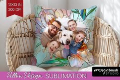 Stained Glass Photo Pillow PNG - Flowers Picture Frame Cover Product Image 1