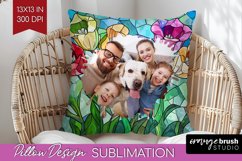 Stained Glass Photo Pillow PNG - Flowers Picture Frame Cover Product Image 1