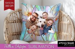 Stained Glass Photo Pillow PNG - Flowers Picture Frame Cover Product Image 1