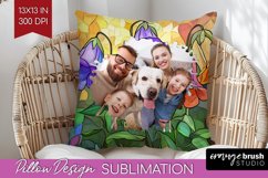 Stained Glass Photo Pillow PNG - Flowers Picture Frame Cover Product Image 1