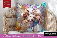 Stained Glass Photo Pillow PNG - Flowers Picture Frame Cover Product Image 1