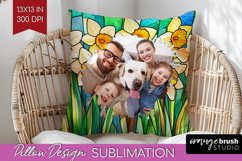 Stained Glass Photo Pillow PNG - Flowers Picture Frame Cover Product Image 1