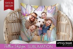 Stained Glass Photo Pillow PNG - Flowers Picture Frame Cover Product Image 1