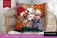 Stained Glass Photo Pillow PNG - Flowers Picture Frame Cover Product Image 1