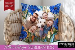 Stained Glass Photo Pillow PNG - Flowers Picture Frame Cover Product Image 1