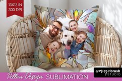 Stained Glass Photo Pillow PNG - Flowers Picture Frame Cover Product Image 1