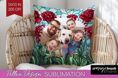Stained Glass Photo Pillow PNG - Flowers Picture Frame Cover Product Image 1