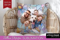 Stained Glass Photo Pillow PNG - Flowers Picture Frame Cover Product Image 1