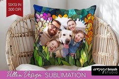 Stained Glass Photo Pillow PNG - Flowers Picture Frame Cover Product Image 1