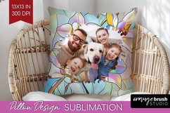 Stained Glass Photo Pillow PNG - Flowers Picture Frame Cover Product Image 1
