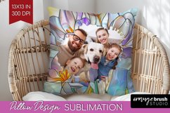 Stained Glass Photo Pillow PNG - Flowers Picture Frame Cover Product Image 1