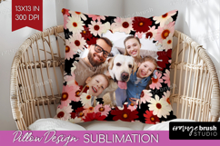 Retro Flowers Photo Pillow PNG - Floral Picture Frame Pillow Product Image 1