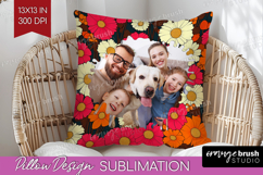 Retro Flowers Photo Pillow PNG - Floral Picture Frame Pillow Product Image 1