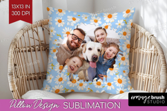 Retro Flowers Photo Pillow PNG - Floral Picture Frame Pillow Product Image 1