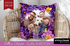 Retro Flowers Photo Pillow PNG - Floral Picture Frame Pillow Product Image 1