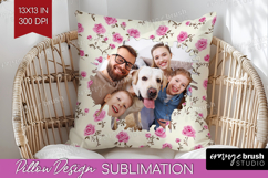 Retro Flowers Photo Pillow PNG - Floral Picture Frame Pillow Product Image 1