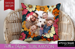 Retro Flowers Photo Pillow PNG - Floral Picture Frame Pillow Product Image 1