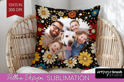 Retro Flowers Photo Pillow PNG - Floral Picture Frame Pillow Product Image 1