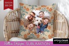 Flowers Photo Pillow PNG - Vintage Floral Picture Frame Product Image 1