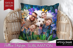 Stained Glass Photo Pillow PNG - Flowers Picture Frame Cover Product Image 1
