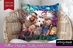 Stained Glass Photo Pillow PNG - Flowers Picture Frame Cover Product Image 1
