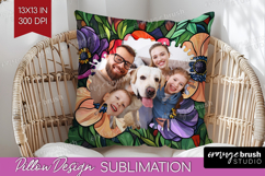 Stained Glass Photo Pillow PNG - Flowers Picture Frame Cover Product Image 1