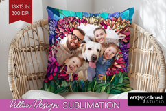 Stained Glass Photo Pillow PNG - Flowers Picture Frame Cover Product Image 1