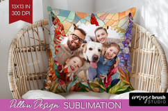 Stained Glass Photo Pillow PNG - Flowers Picture Frame Cover Product Image 1
