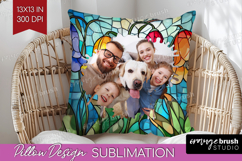 Stained Glass Photo Pillow PNG - Flowers Picture Frame Cover Product Image 1