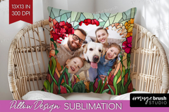 Stained Glass Photo Pillow PNG - Flowers Picture Frame Cover Product Image 1