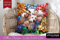 Stained Glass Photo Pillow PNG - Flowers Picture Frame Cover Product Image 1
