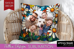 Stained Glass Photo Pillow PNG - Flowers Picture Frame Cover Product Image 1